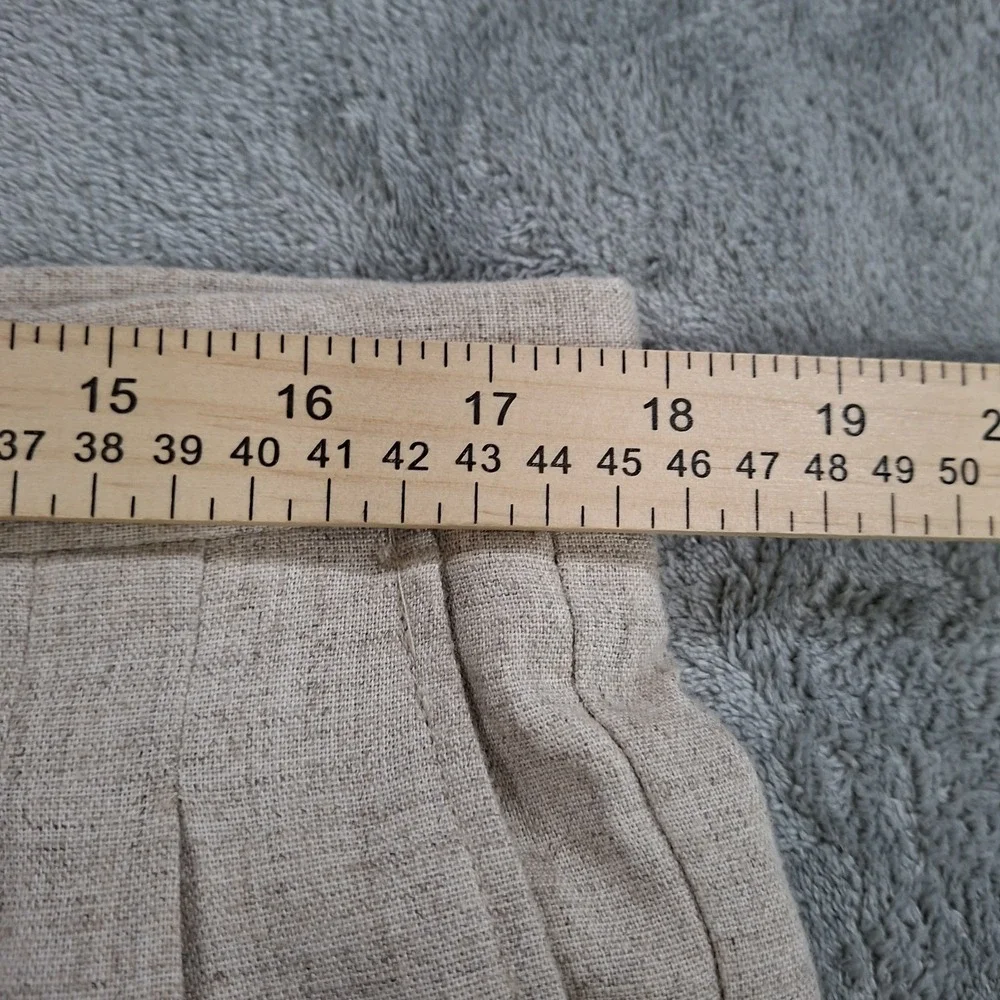 VTG Men's Beige Linen Blend Pants 36x32 Delave Pleated Cuffed Dress Straight Leg